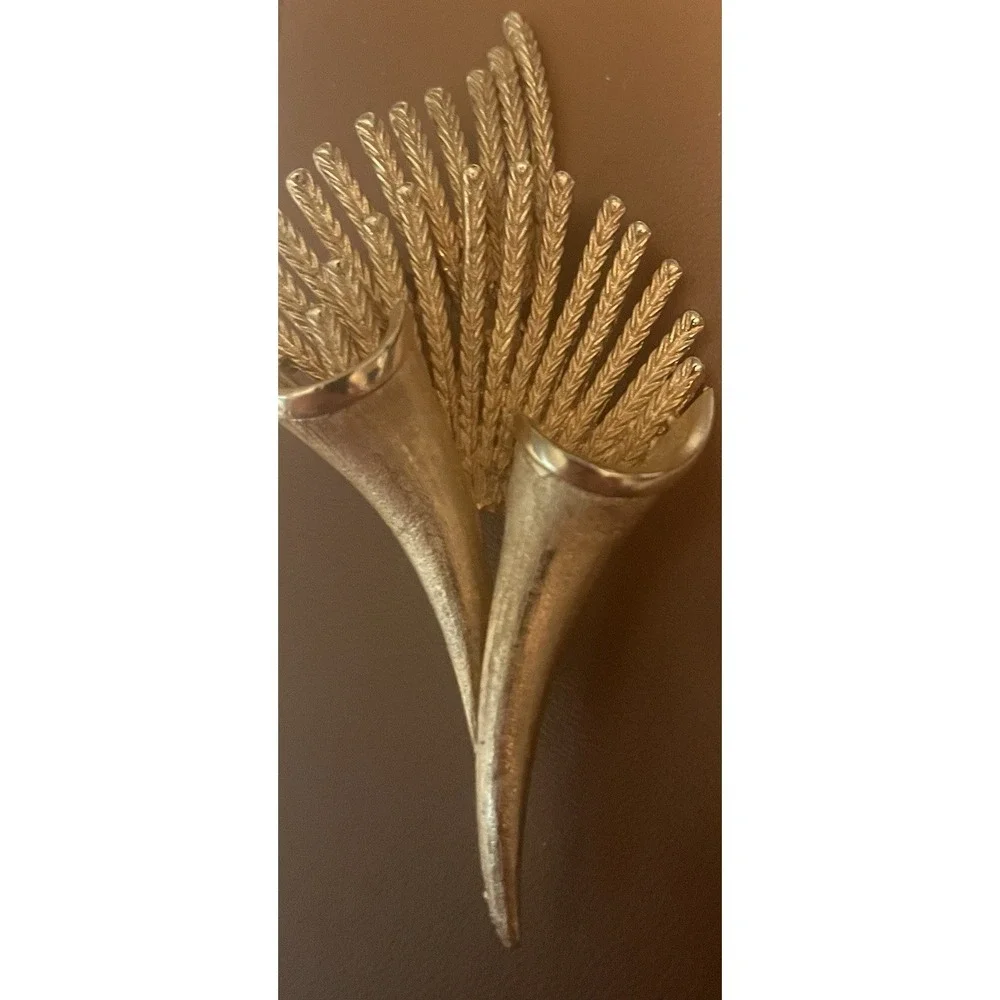 Signed Coro Wheat Brooch Gold Rare Find Good Condition
